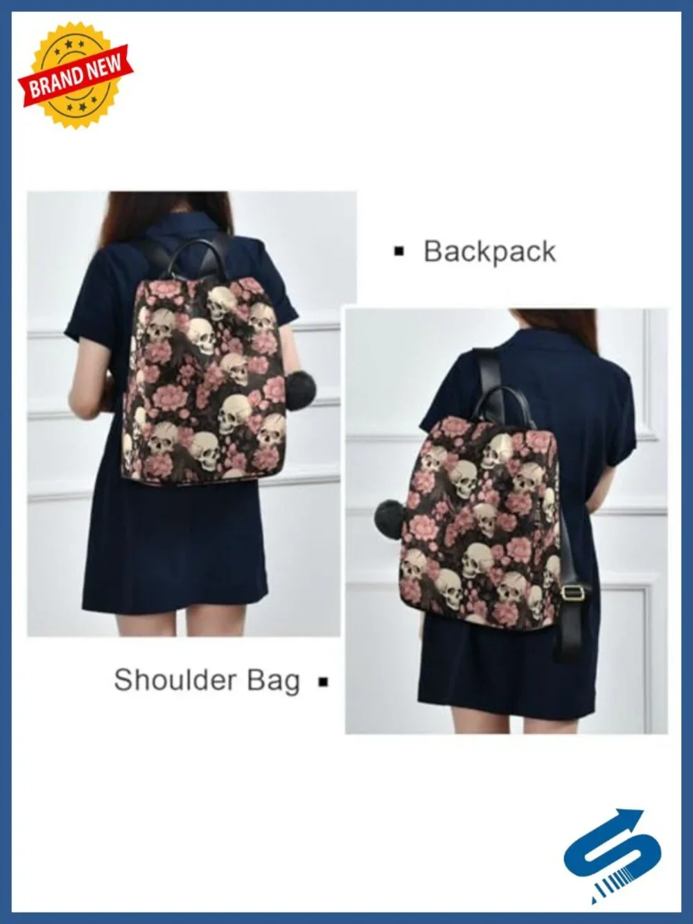 Anti Theft Backpack Purse with Cute Plush Ball Fashion Travel Daypack